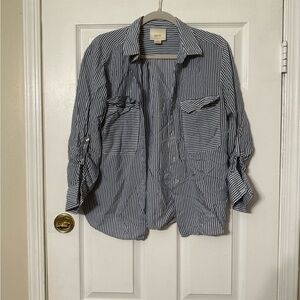 Anthropologie Maeve Blue and White Striped Shirt